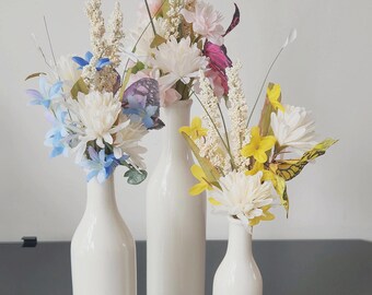 Spring Vases of Chrysanthemum, Heather, Wildflowers and Butterflies 3 Styles To Choose From