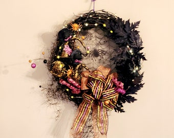 Halloween Wreath Lighted