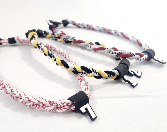 Sports Necklace 18" Rope Necklace with Customized Number Many Color Combinations for Boys/Girls