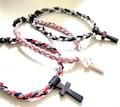 Cross Necklace 18" Tri Rope with Choice of Black or White Cross Many Color Combos for Boys or Girls Gift