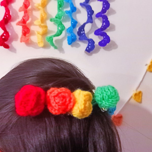 Couronne de fleurs arc-en-ciel, Accessoires pour cheveux, Accessoires pour cheveux « invisibles », Pinces à cheveux Ensemble de 7