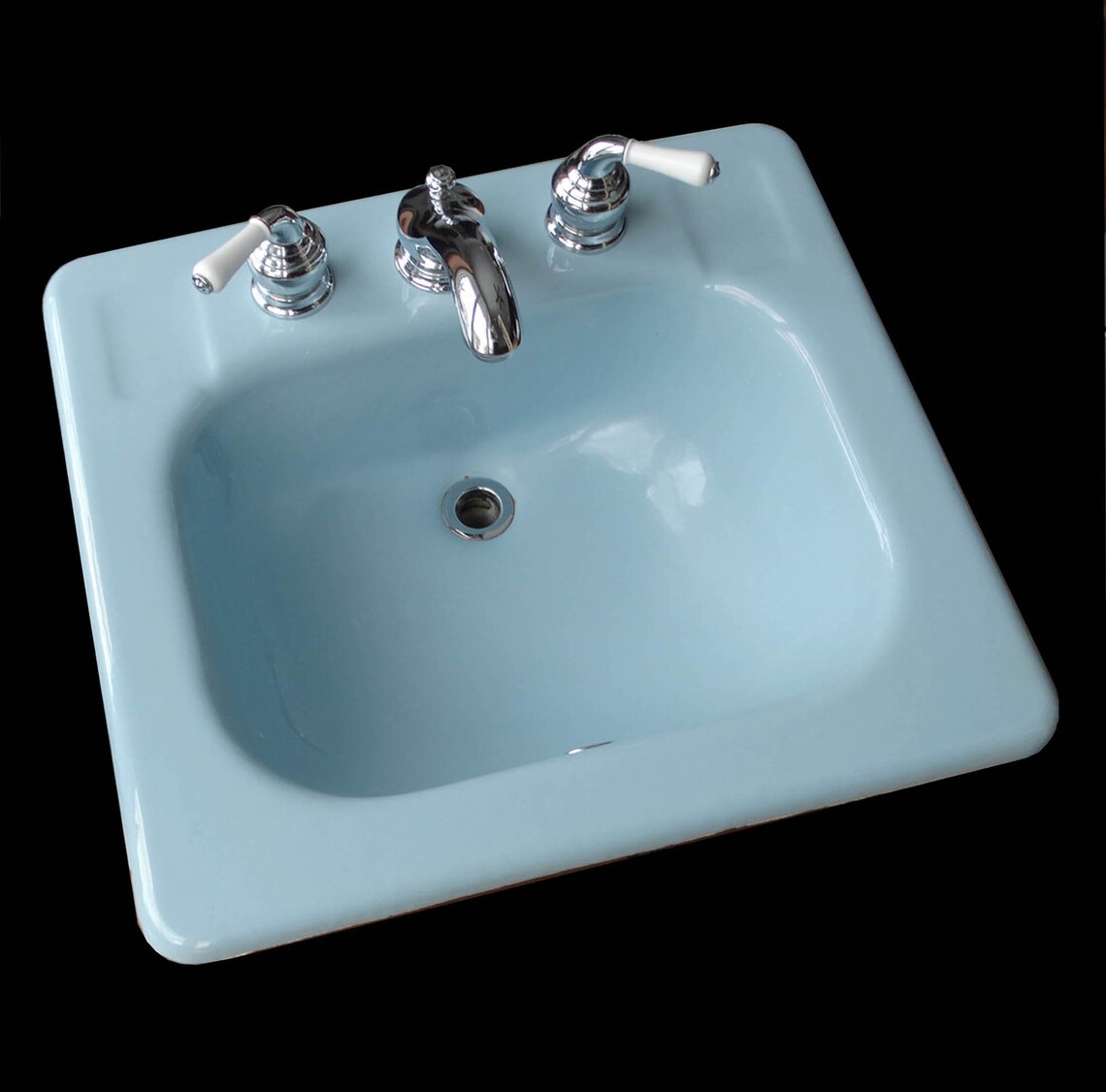 Vintage Kohler K2894 Cast Iron Blue Enamel Bathroom Sink Etsy