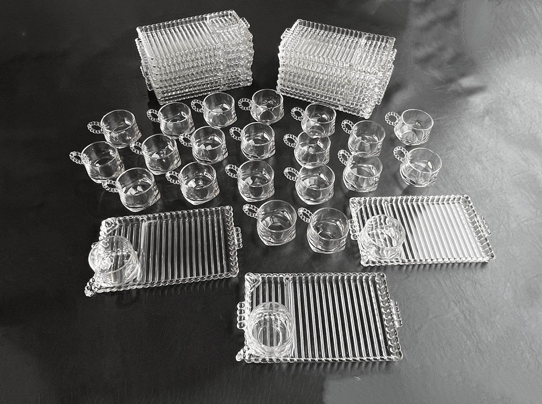 Hazel Atlas 11 Glass Snack Plates & Cups, Sold Separately. 1305. Ball