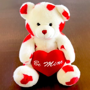 Valentine's Day Gift "Be Mine" Red Hearts Plush Stuffed Teddy Bear. 12". Valentine's Gifts for Women, Girlfriend, Children. Romantic Gifts