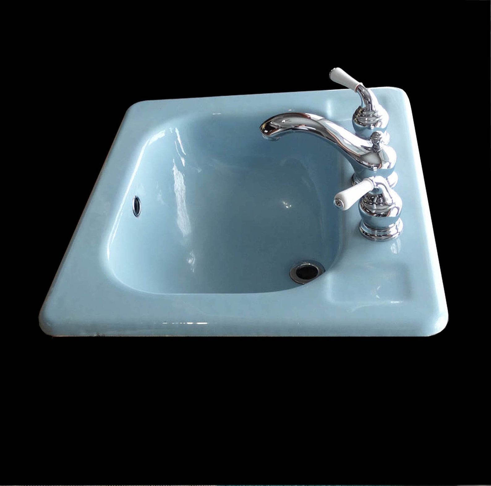 Vintage Kohler K2894 Cast Iron Blue Enamel Bathroom Sink Etsy