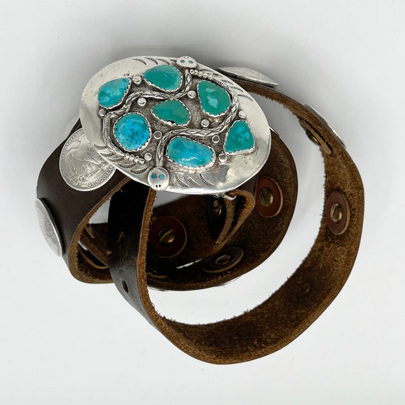Sterling Silver & Turquoise Western Belt Buckle, … - image 3
