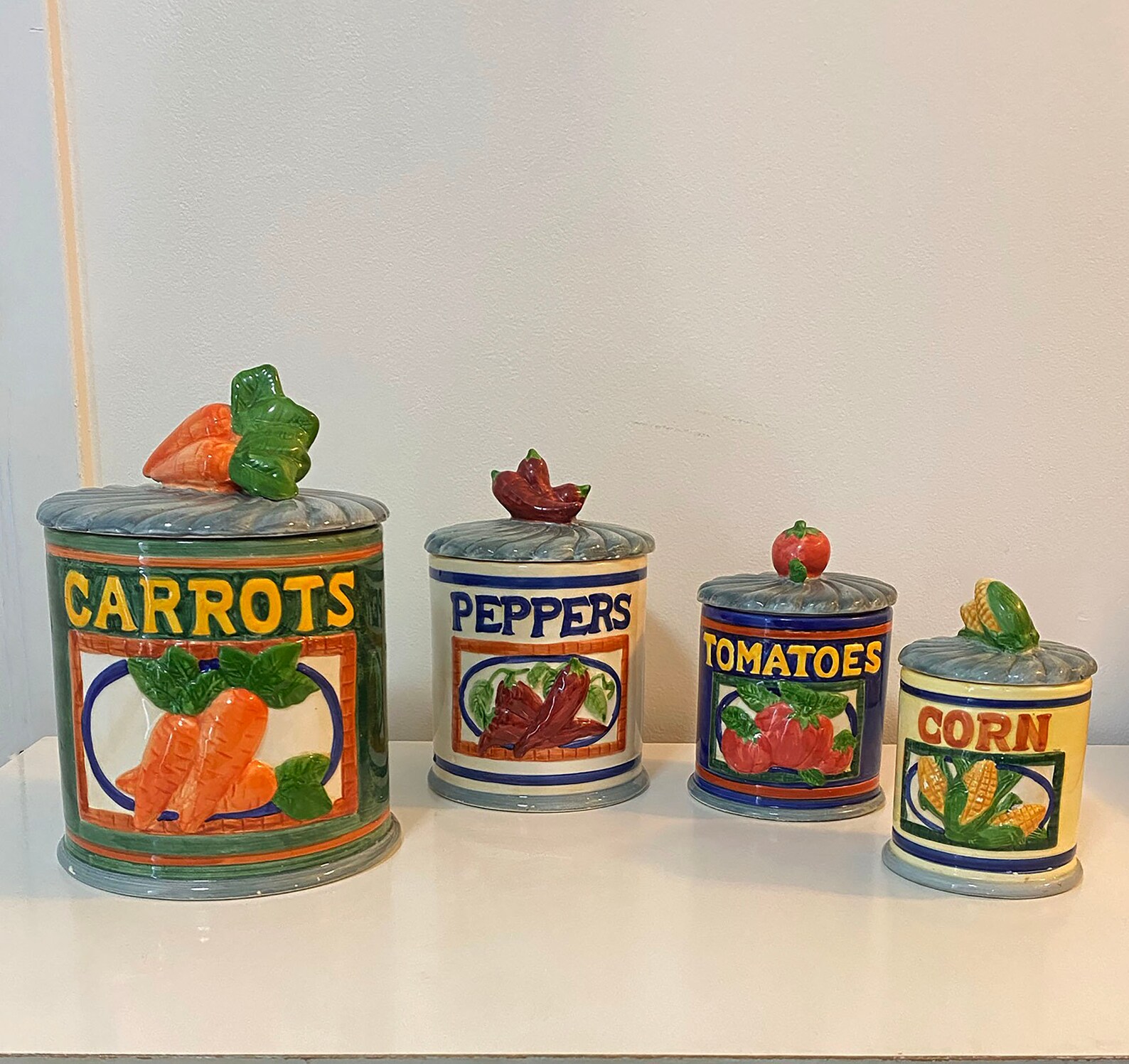 Vegetable Canister Set Vintage Set of 4 Kitchen Canisters Etsy