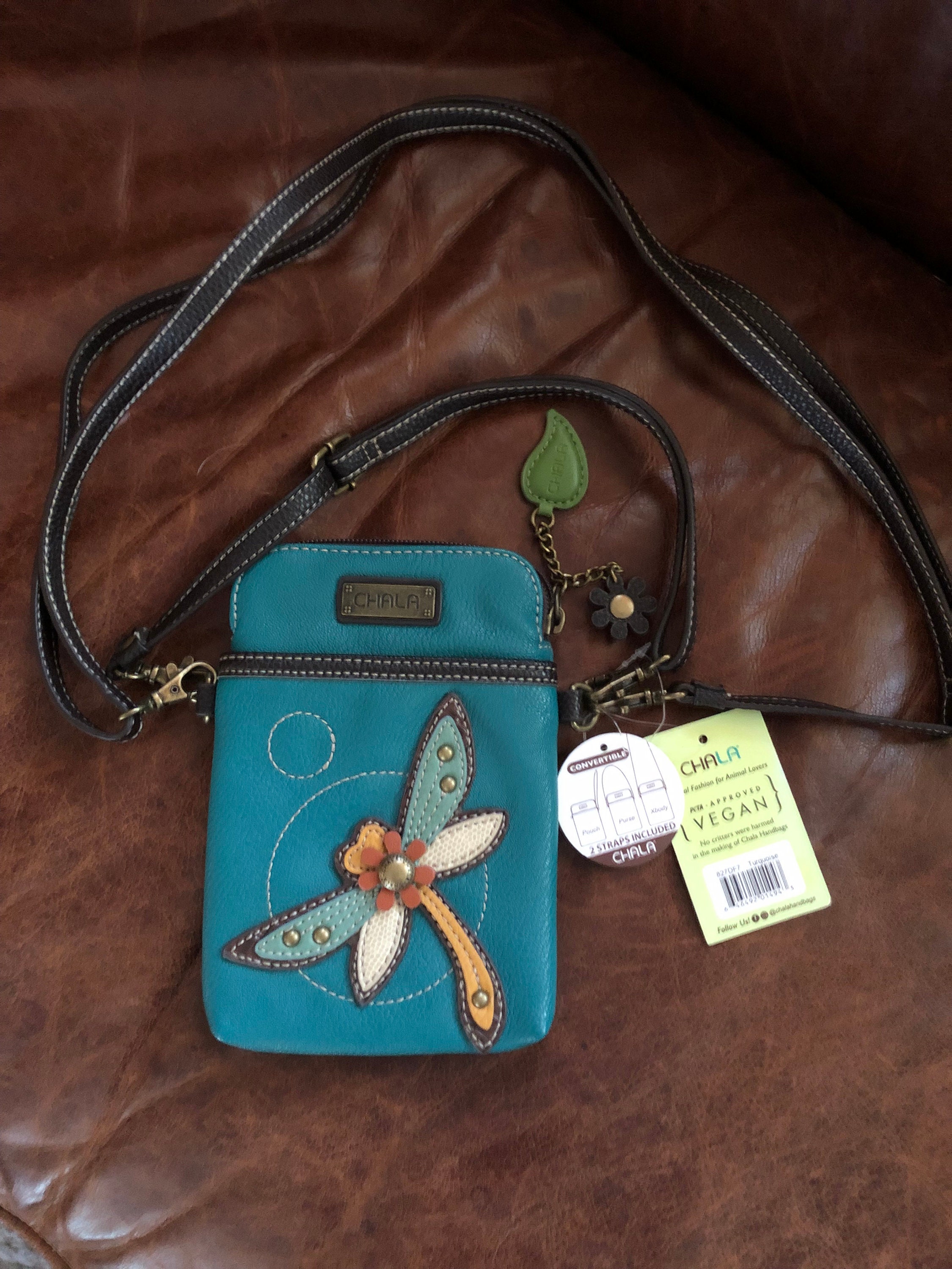 Chala Handbags Dragonfly Patch Crossbody Handbag Purse, Dragonfly Lovers