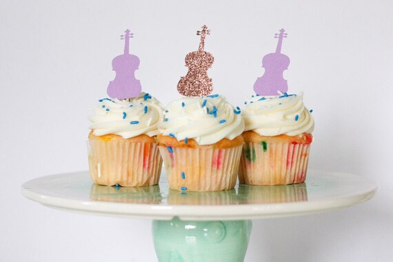 Cupcake Topper Fiddle Guitar Music Cupcake Decorations Etsy