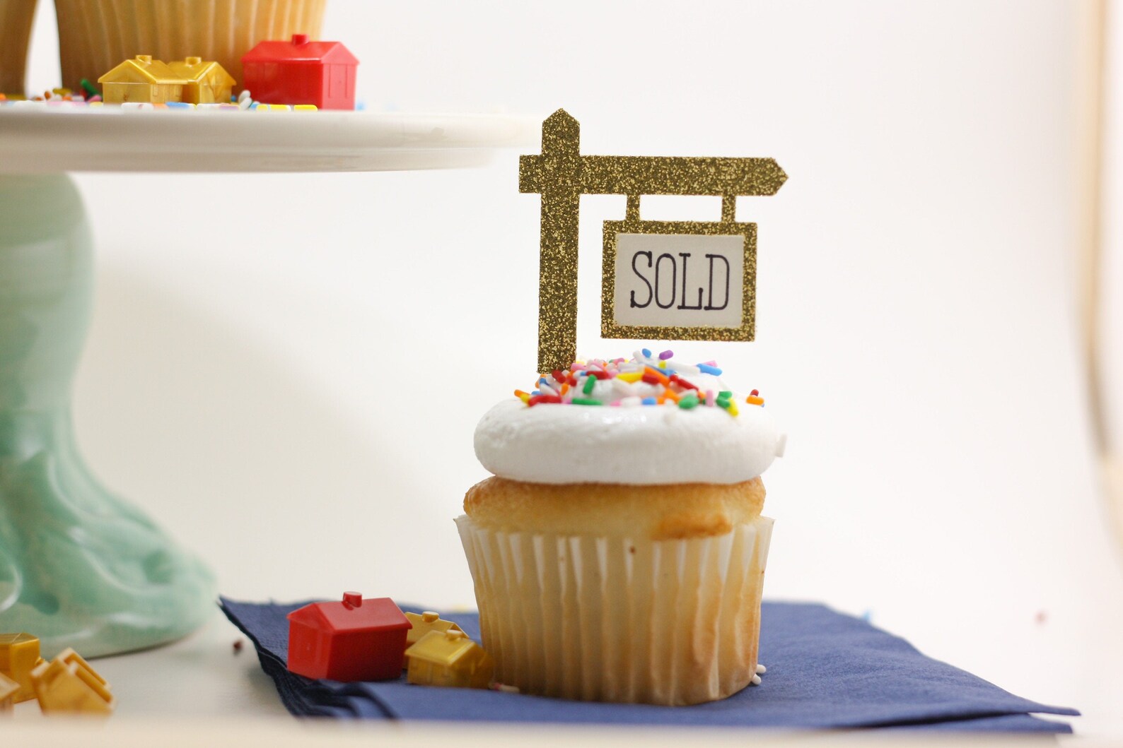 Real Estate Housewarming Party Cupcake Topper Sold sign Etsy
