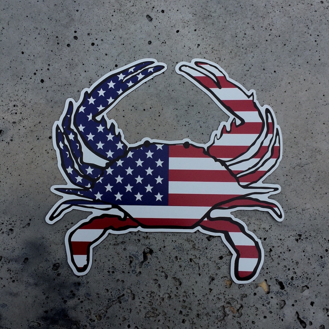 American Flag Crab Sticker Etsy