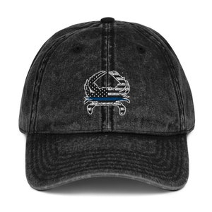 Thin Blue Line Crab Vintage Cotton Twill Cap