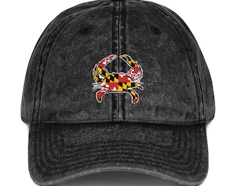 JTRVW Cowboy Hats Mens Womens Maryland Flag Crab Denim Jeanet Baseball Hat Adjustable Dad Hat 
