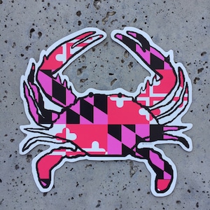 PINK Maryland Flag Crab Shaped Magnet