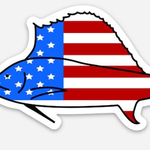US  Flag Sailfish Sticker