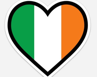 Irish Flag Heart Shaped Sticker