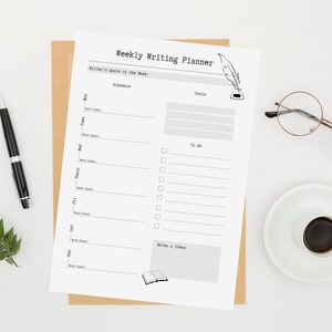 Weekly Writing Planner: Printable