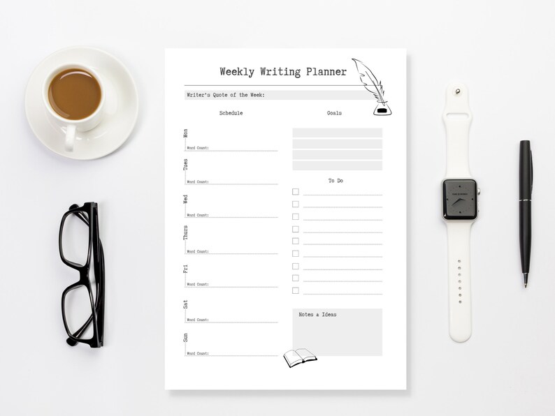Weekly Writing Planner: Printable - Etsy