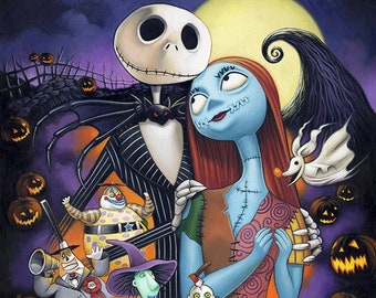 Nightmare before Xmas, Jack & Sally 11x17" print from artist Dave Nestler. FREE Shipping