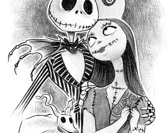 Jack and Sally 11 x 17" print hand signed by artist Dave Nestler