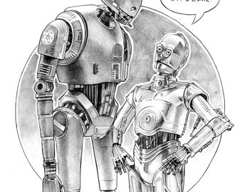 C3PO, K2SO droid 11x17" art print, signed by artist Dave Nestler