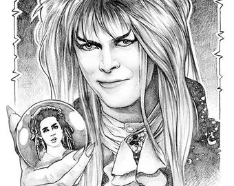 David Bowie from "Labyrinth" 11 x 17" print hand signed by artist Dave Nestler