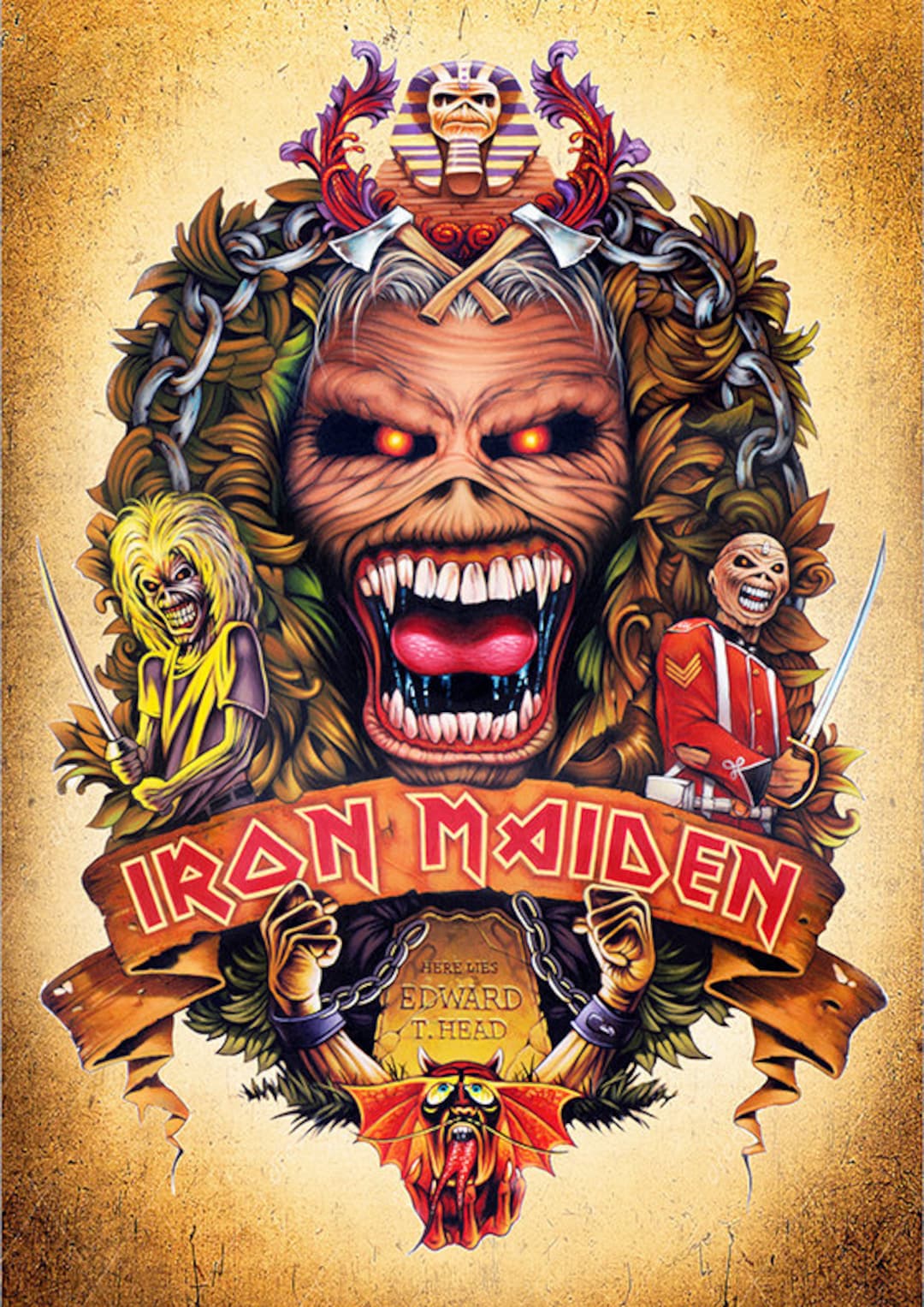 MEAT HEAD / WELCOME TO… デモテープ ジャパメタ メタル Iron Maiden Family Crest Art Print, 11x17