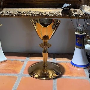 Vintage Solid Brass Alter Chalice Religious Church Goblet Estate Find
