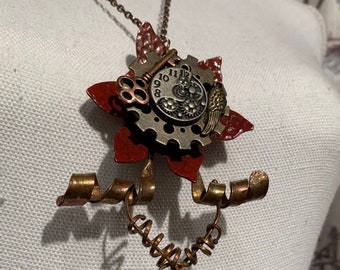 Handmade Large Steampunk Pendant Statement Necklace