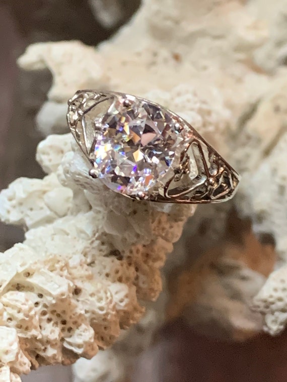 Vintage 925 Silver Statement Ring: Solitaire Gems… - image 1