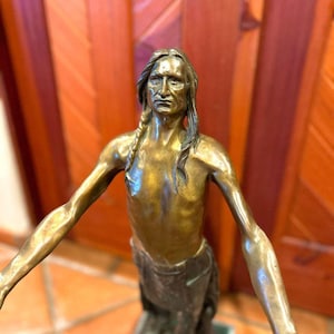 Beautiful Rare Vintage Charles Henry Humphriss “Pray to The Great Spirit” Indian Bronze
