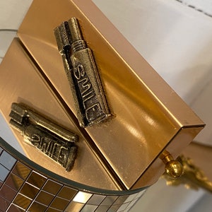 Vintage 1950s Gold Tone Product Travel Kit Toothpaste And Toothbrush Holder