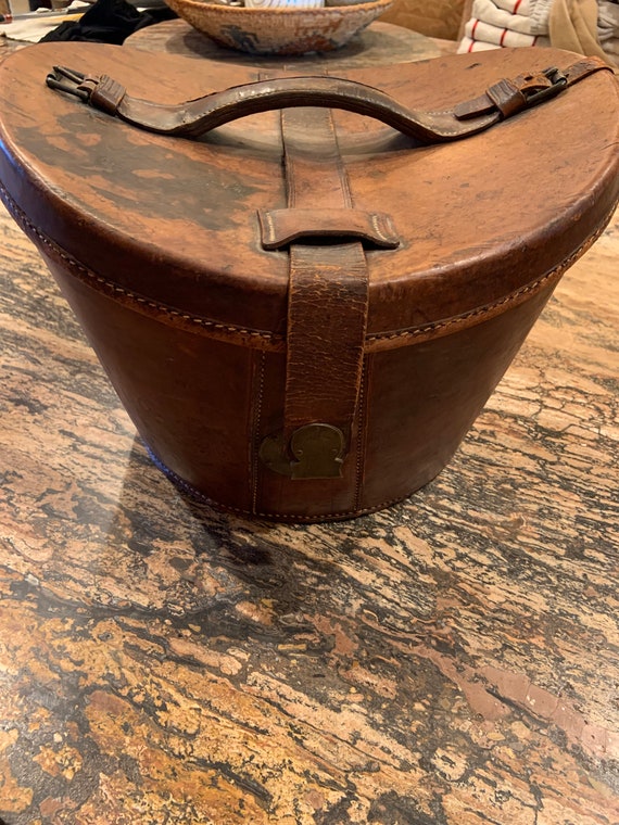 Antique Victorian Leather Top Hat Case Luggage