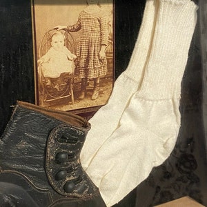Shadow Box Memories Vintage Wall Decor , Antique Childhood Framed Memories