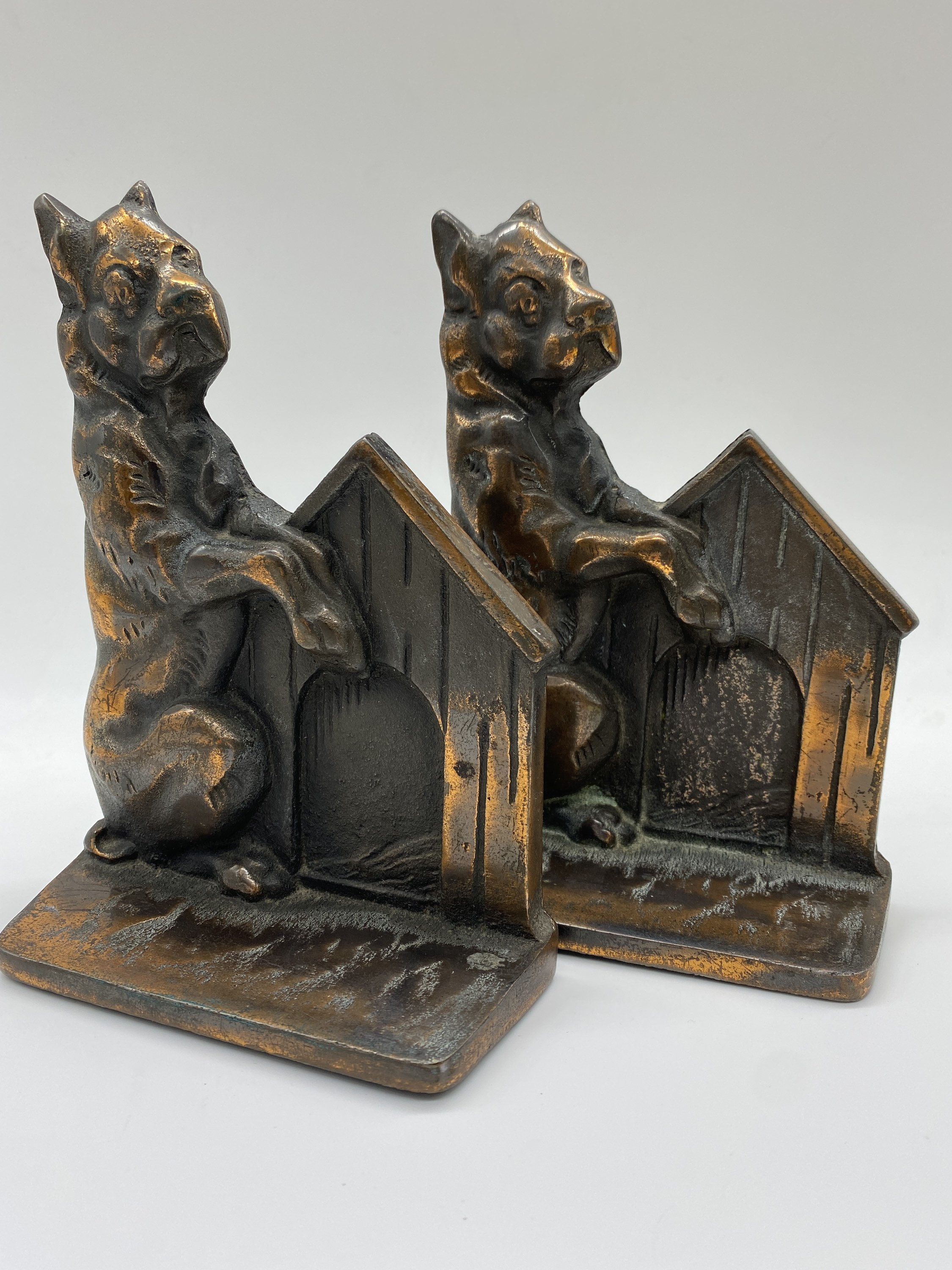 Vintage Bronzed Terrier Dog Bookends, Verona Mfg Co., Home Decor