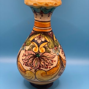 Vintage Ericina Majolica Vase: Hand-Painted Erice Ceramica Pottery