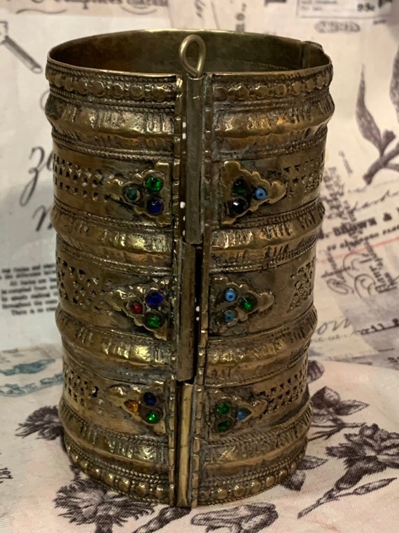 Vintage Tribal Two Hinge Pakistan Statement Cuff Bracelet