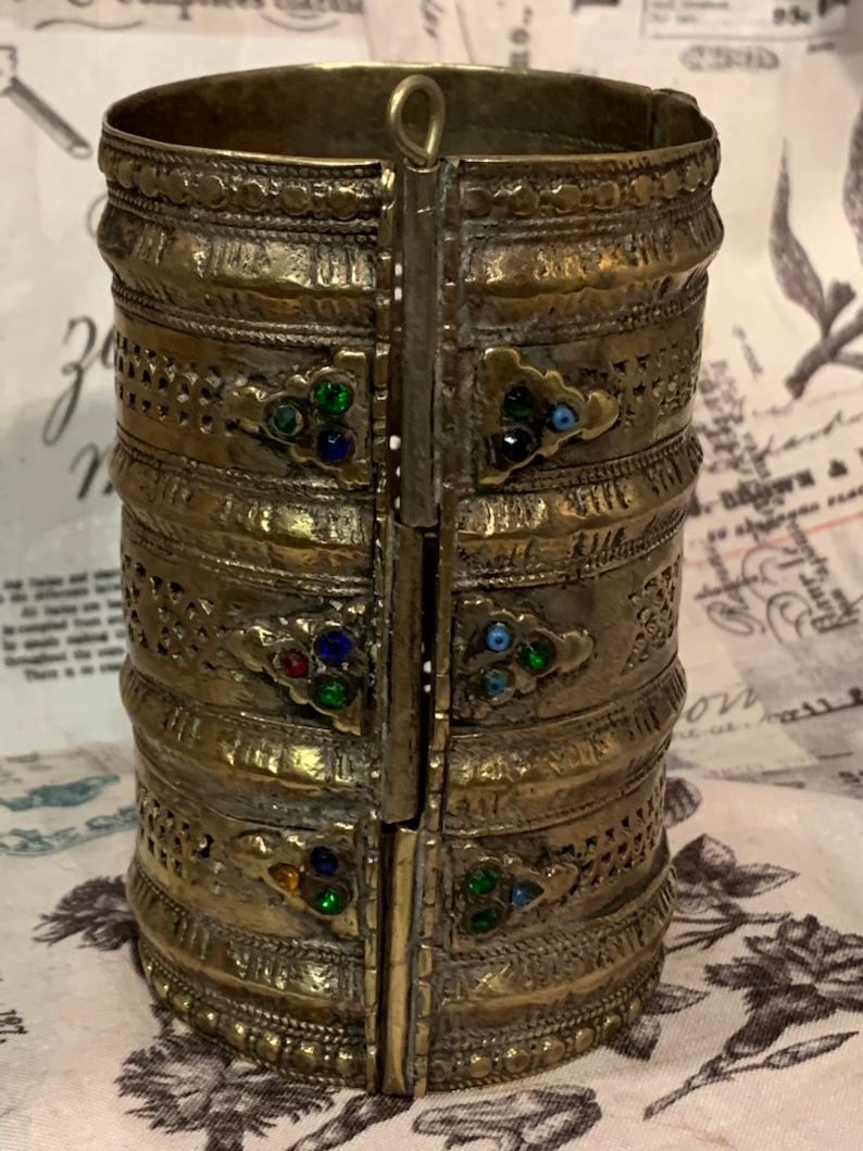 Vintage Tribal Two Hinge Pakistan Statement Cuff Bracelet