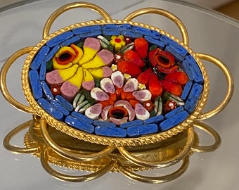 Broche en micro-mosaïque, Italie, vers 1920-1935