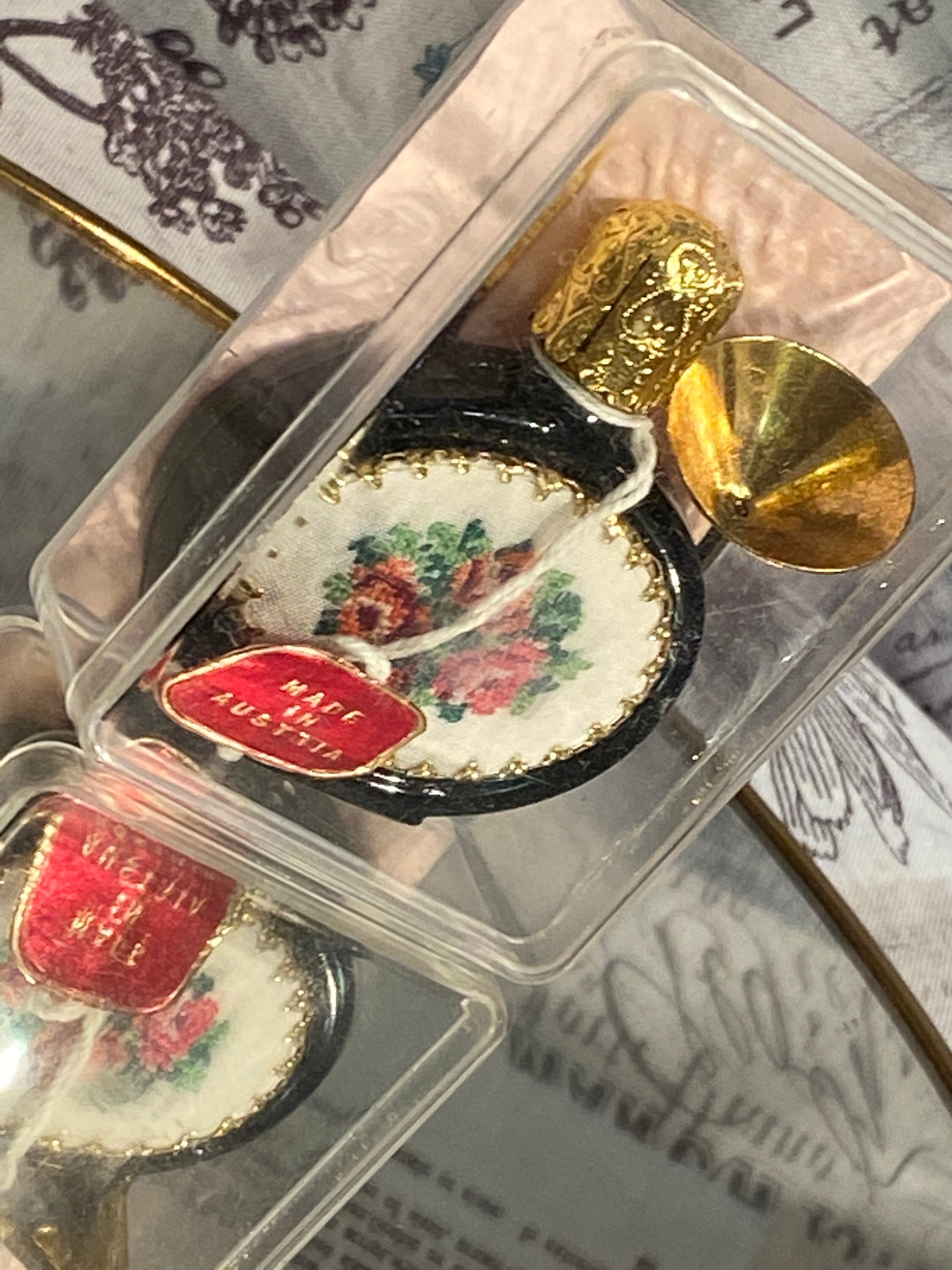 Vintage Viennese Petit Point Miniature Perfume Bottle with 