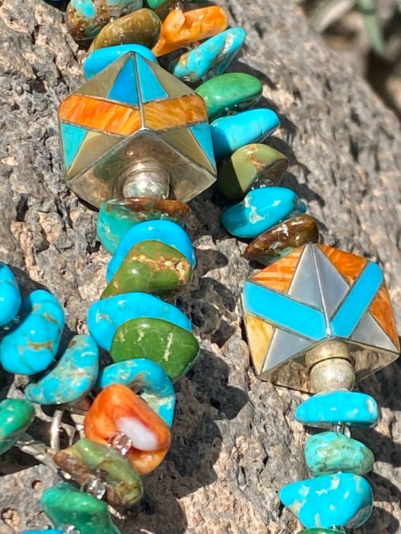 Vintage Native American Handmade Turquoise Multi … - image 4