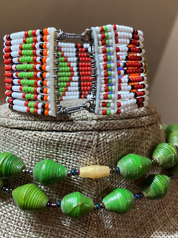 African Handmade Ethnic Tribal Jewelry Set , Ugan… - image 7