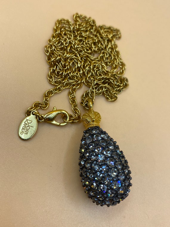 Vintage Joan Rivers Black Caviar Crystal Egg Penda