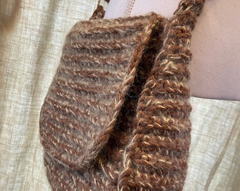Vintage Bohemian Hand Knit Crossbody Purse Bag