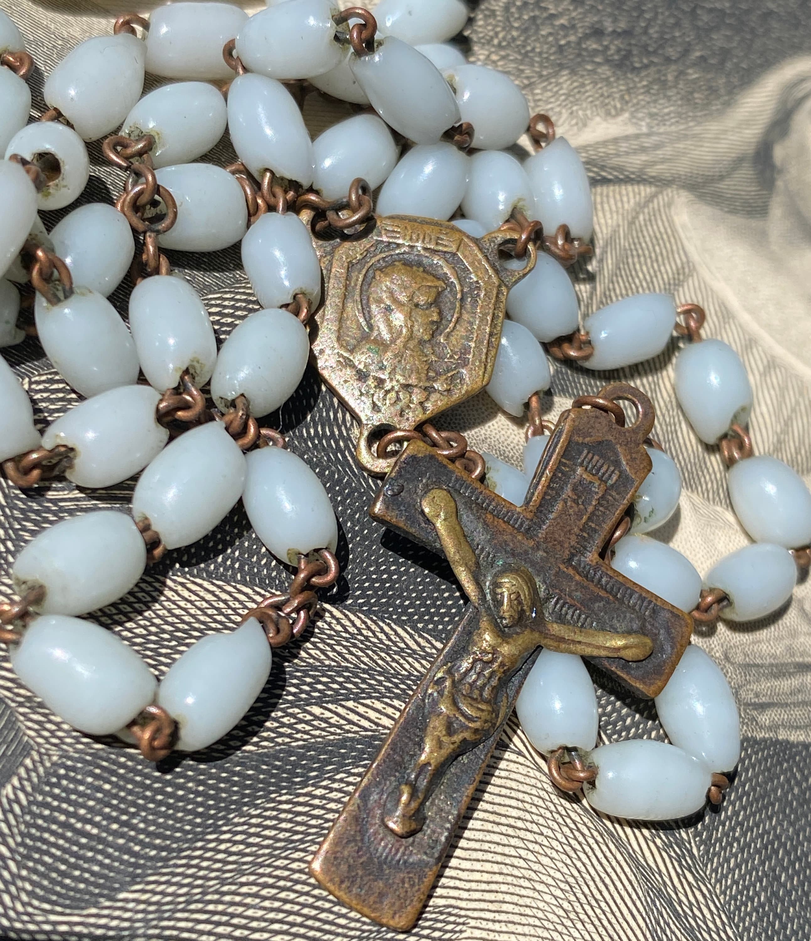 Antique Victorian Era 15” Inch Petite Glass Bead and Brass