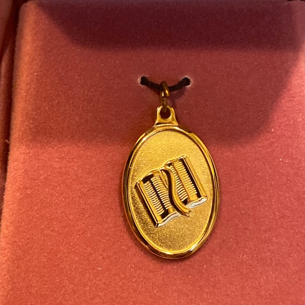 Vintage LDS Young Women Scriptures Personal Progress Medallion Church Gold Pendant , Vintage Mormon Pendant New In Box