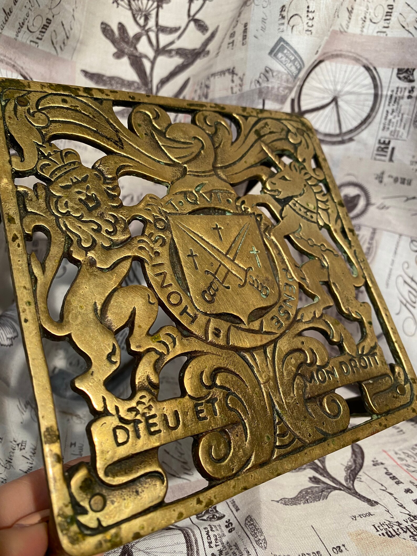 Antique Trivet Ornate British Coat of Arms Order of the Etsy