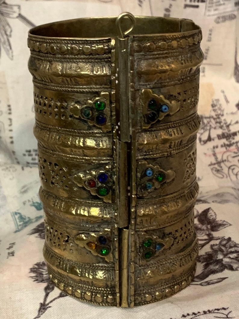 Vintage Tribal Two Hinge Pakistan Statement Cuff Bracelet