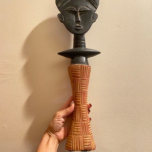 Ashanti Figure Hand Carved Wooden Folk Art Ashanti Fertility Doll Ghana Figurine
