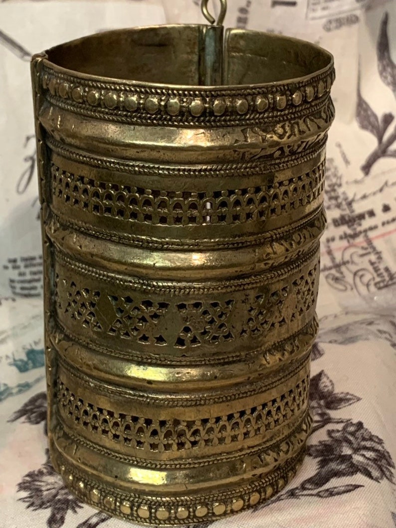 Vintage Tribal Two Hinge Pakistan Statement Cuff Bracelet